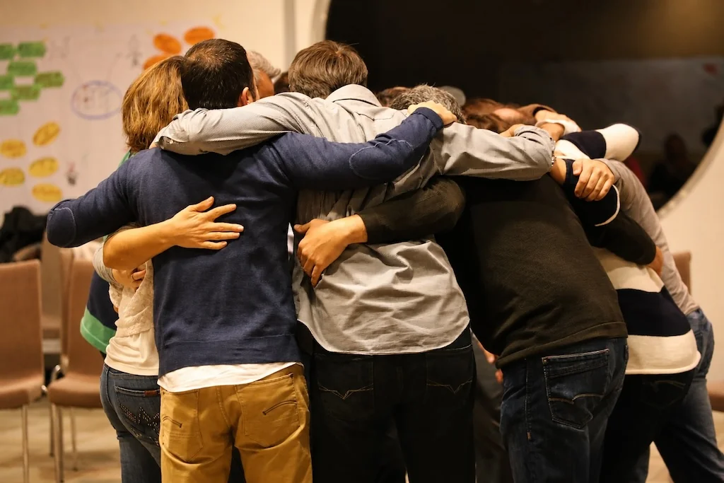 Team huddle indoors